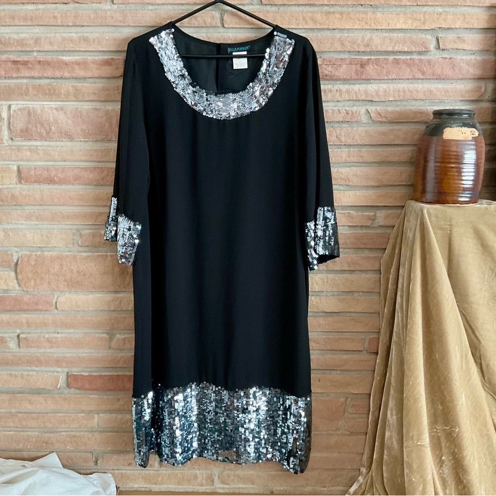 Ulla Popken Black Dress Sequined 16/18
